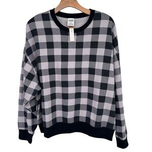 Victorias Secret PINK Buffalo Plaid Sweatshirt gray Size Medium womens new